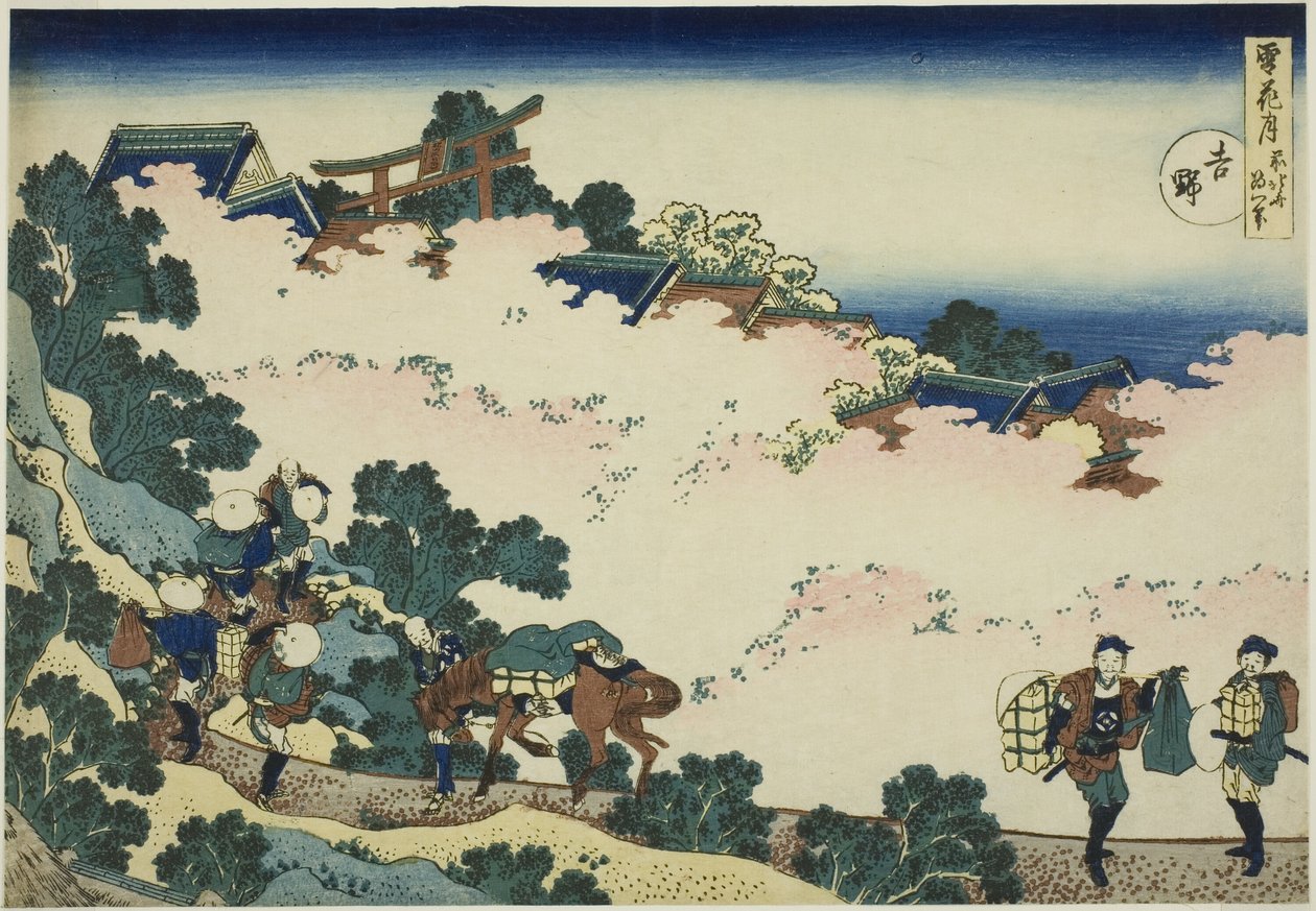 Yoshino, ze série "Sníh, měsíc a květiny (Setsugekka)" od Katsushika Hokusai