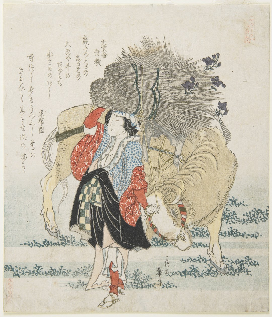 (Prodavač dřeva O_hara a kráva), c. 1830-1836 od Katsushika II Taito