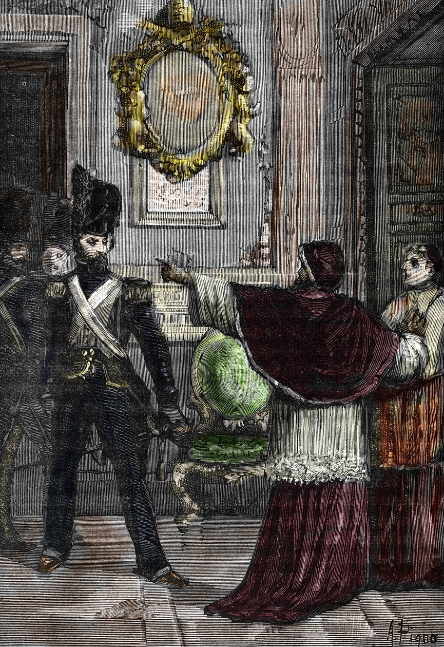 Generál Radet unese papeže Pia VII. zavřeného v Quirinalském paláci od Alec Hunter