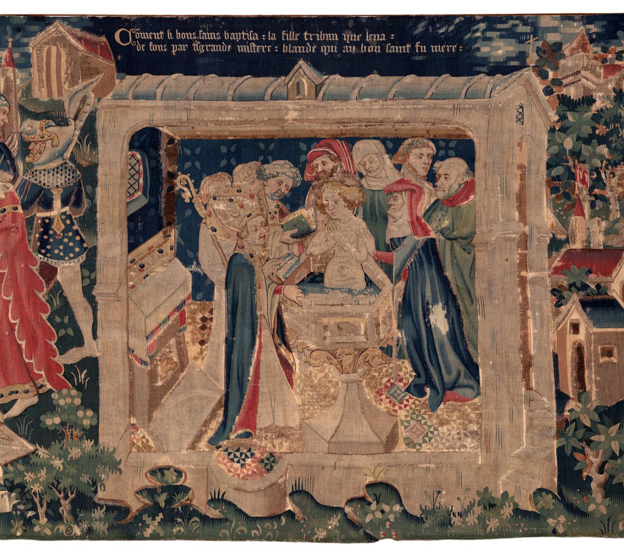 Historie Saint Piat a Saint Eleuthère, nazývané také tapisérie z Arrasu. Objednáno od kanovníka Toussainta Priera, kaplana burgundského vévody, konec 14.-začátek 15. století. 22m x 2m. Detail (tapisérie) od Alec Hunter