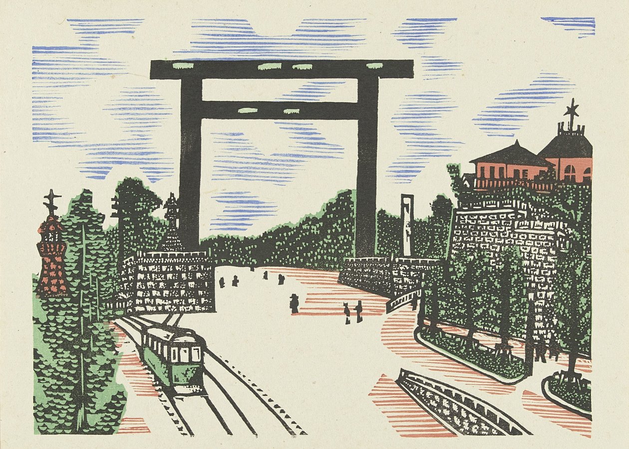 Kudan Torii torii f kudan herringen aan kyo Kyo Kaiko Zue od Kawakami Sumio