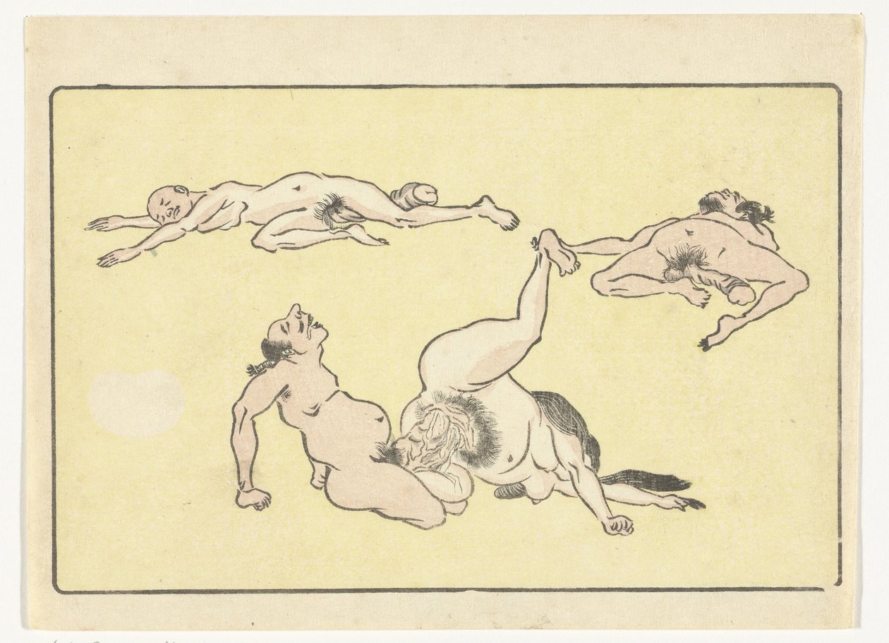 Kopulující muž a žena The Big Tail (název série) od Kawanabe Kyosai