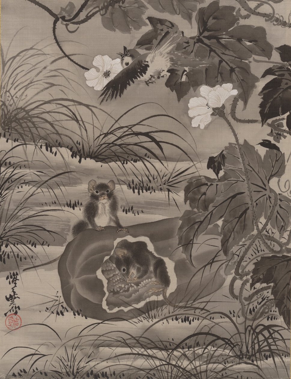 Myši v melounu, ca. 1887. od Kawanabe Kyosai