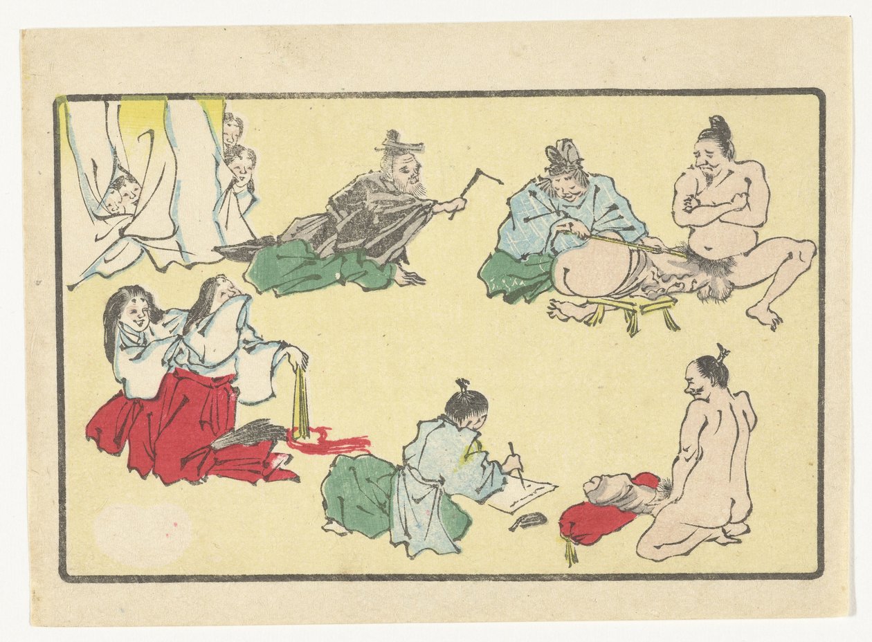 měření penisu The Big Tail (název série) od Kawanabe Kyosai