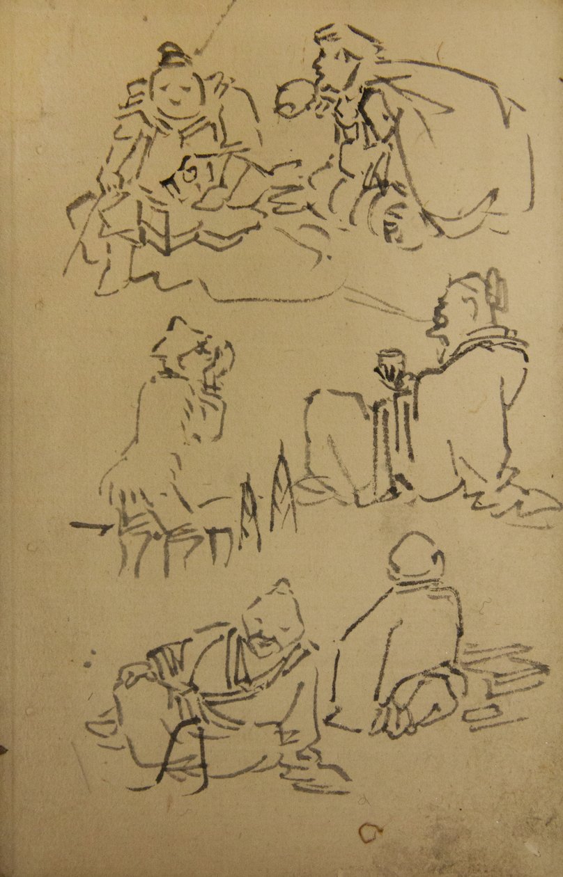 Náčrtky východoasijských legendárních postav, konec 19. století. od Kawanabe Kyosai