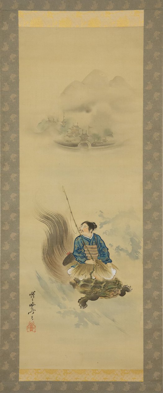 Urashima Taro Jízda na želvě, po roce 1888. od Kawanabe Kyosai