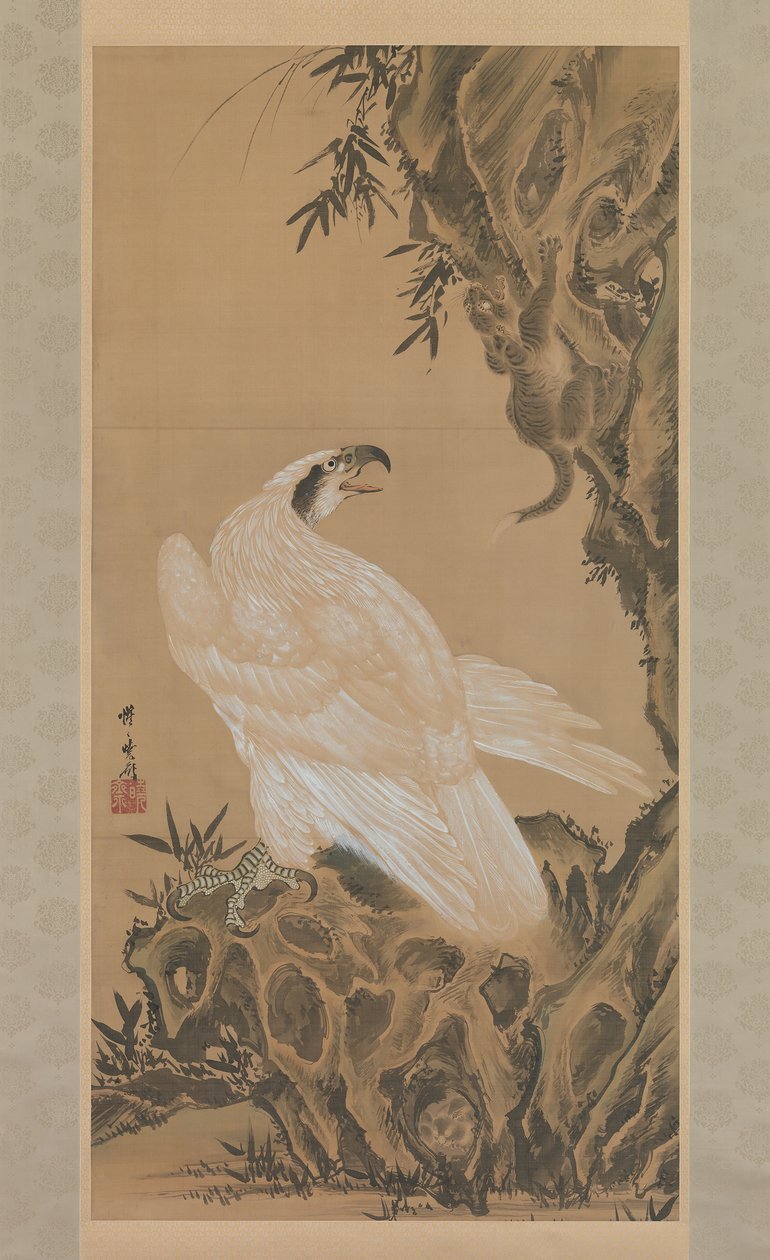 White Eagle Eyeing a Mountain Lion, 1885. od Kawanabe Kyosai