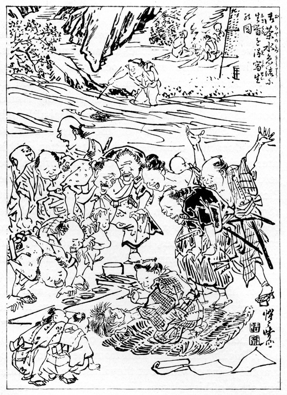 Mladý Kyôsai skicující useknutou hlavu, 1898. od Kawanabe Kyosai