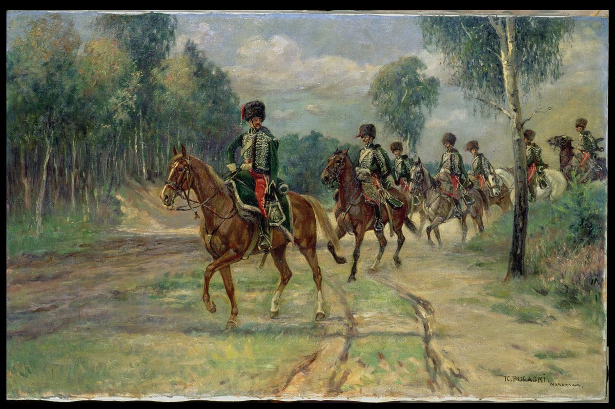 Squadron of Hussars, c.1920 (olej na plátně) od Kazimierz Pulaski