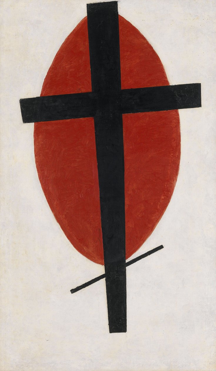 Mystic Suprematism černý kříž na červeném oválu od Kazimir Severinovich Malevich