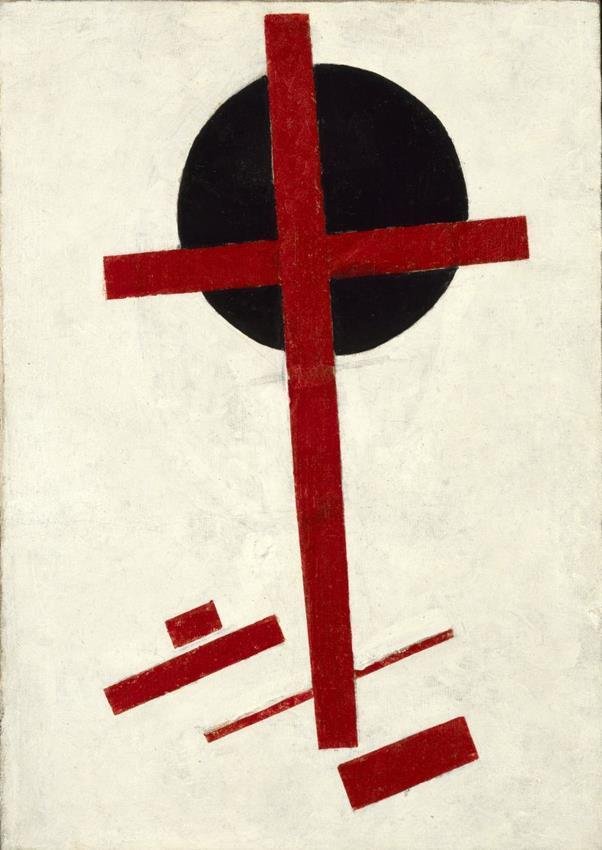 Červený kříž na černém kruhu od Kazimir Severinovich Malevich