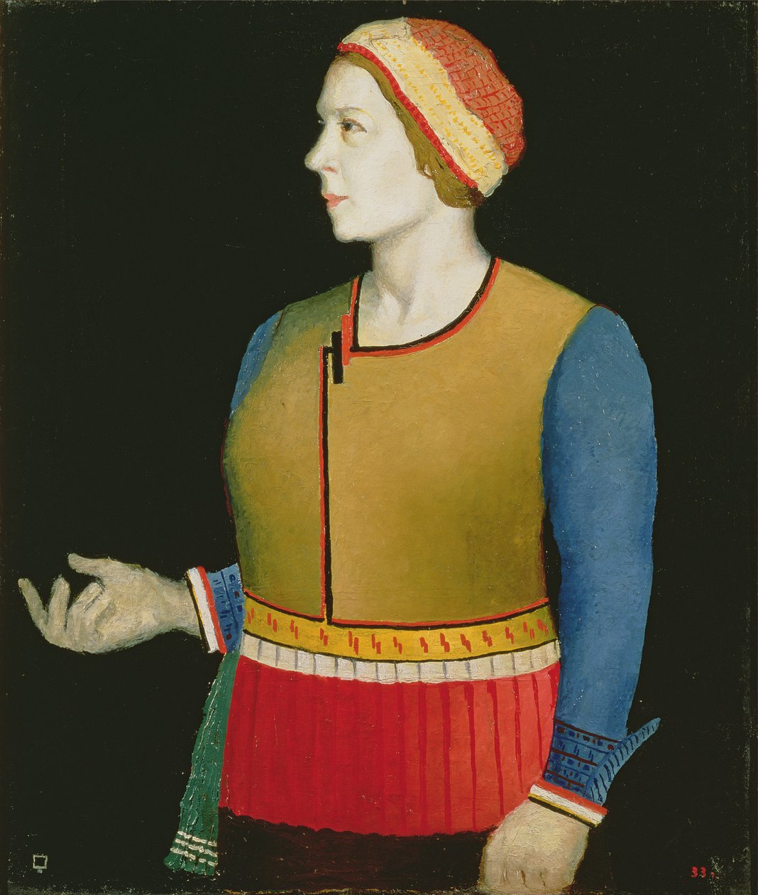 Portrét Natalyi Andreevny Malevich (rozené Manchenka) (nar. 1902), manželky umělce, 1933 od Kazimir Severinovich Malevich