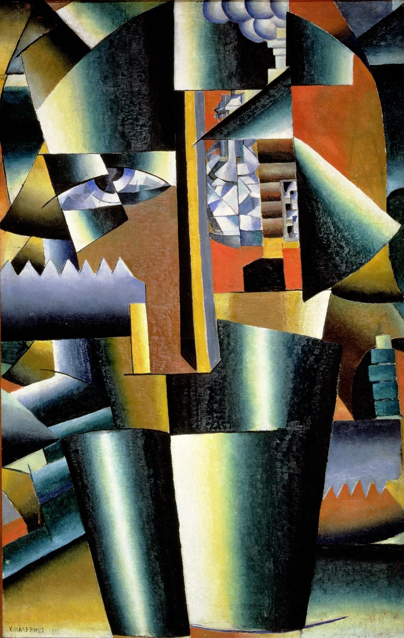 Portrét umělce Ivana Vasilieviče Klyuna (1873-1942) jako stavitel, 1911 od Kazimir Severinovich Malevich