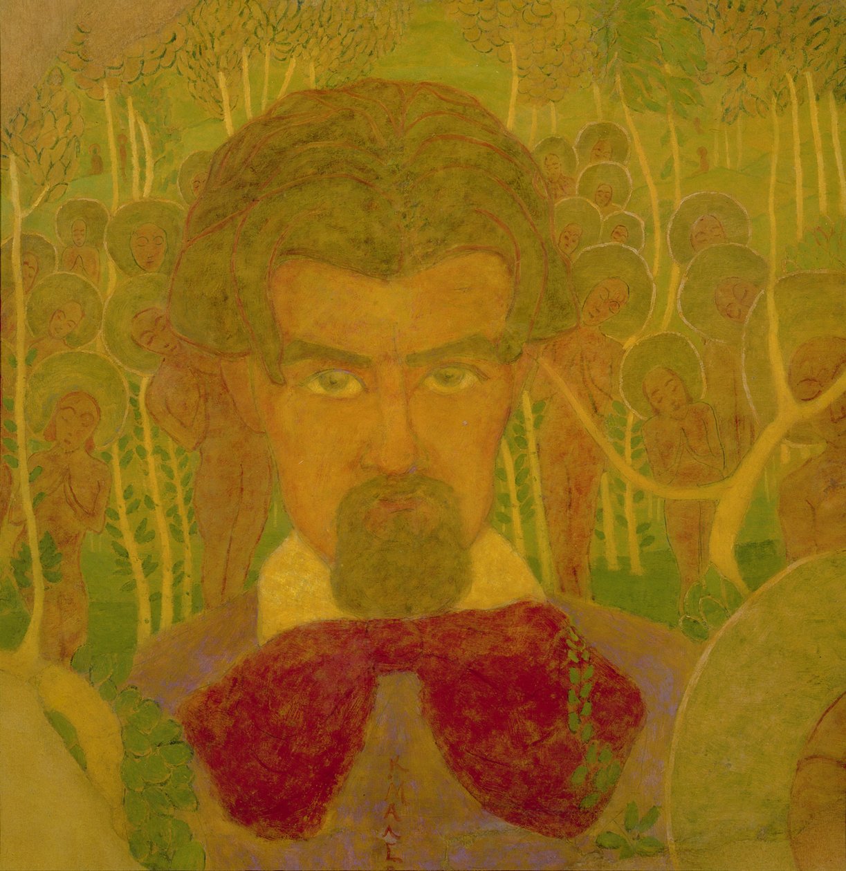Autoportrét, studie pro fresku, 1907 (tempera na kartě) od Kazimir Severinovich Malevich