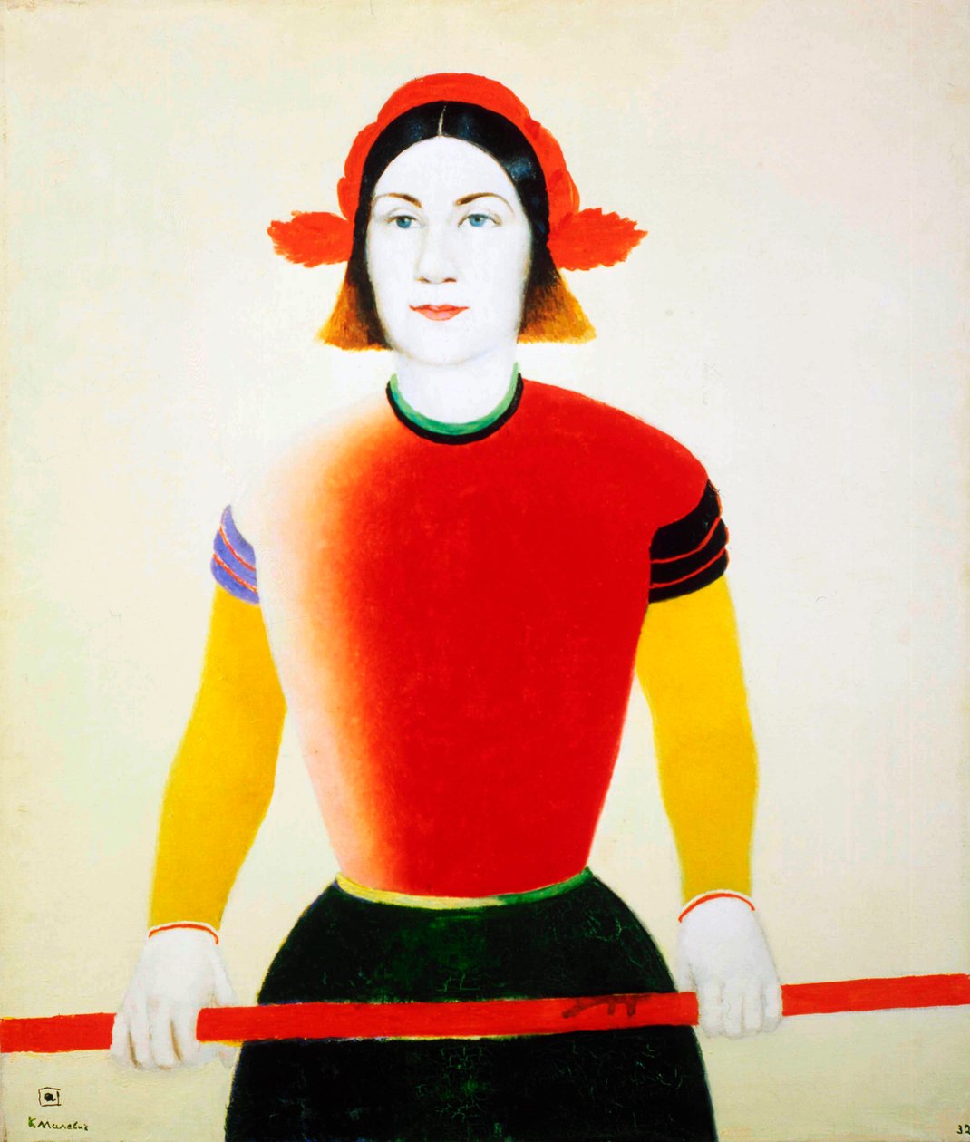 Dívka s červenou holí, 1932-1933. od Kazimir Severinovich Malevich