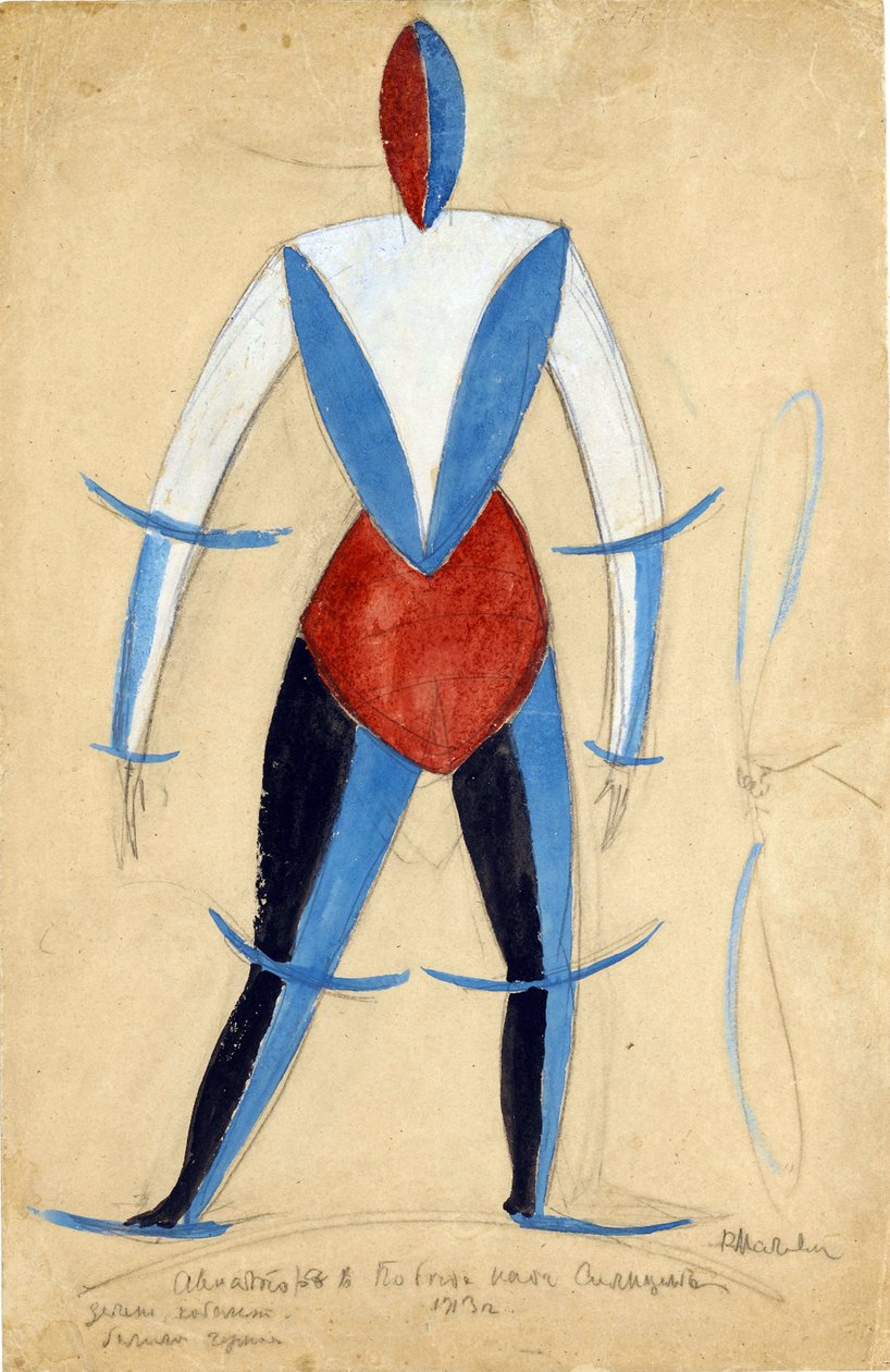 Letec. Kostýmní návrh opery Vítězství nad sluncem A. Kruchenych par Malevich, Kasimir Severinovič (1878-1935) od Kazimir Severinovich Malevich