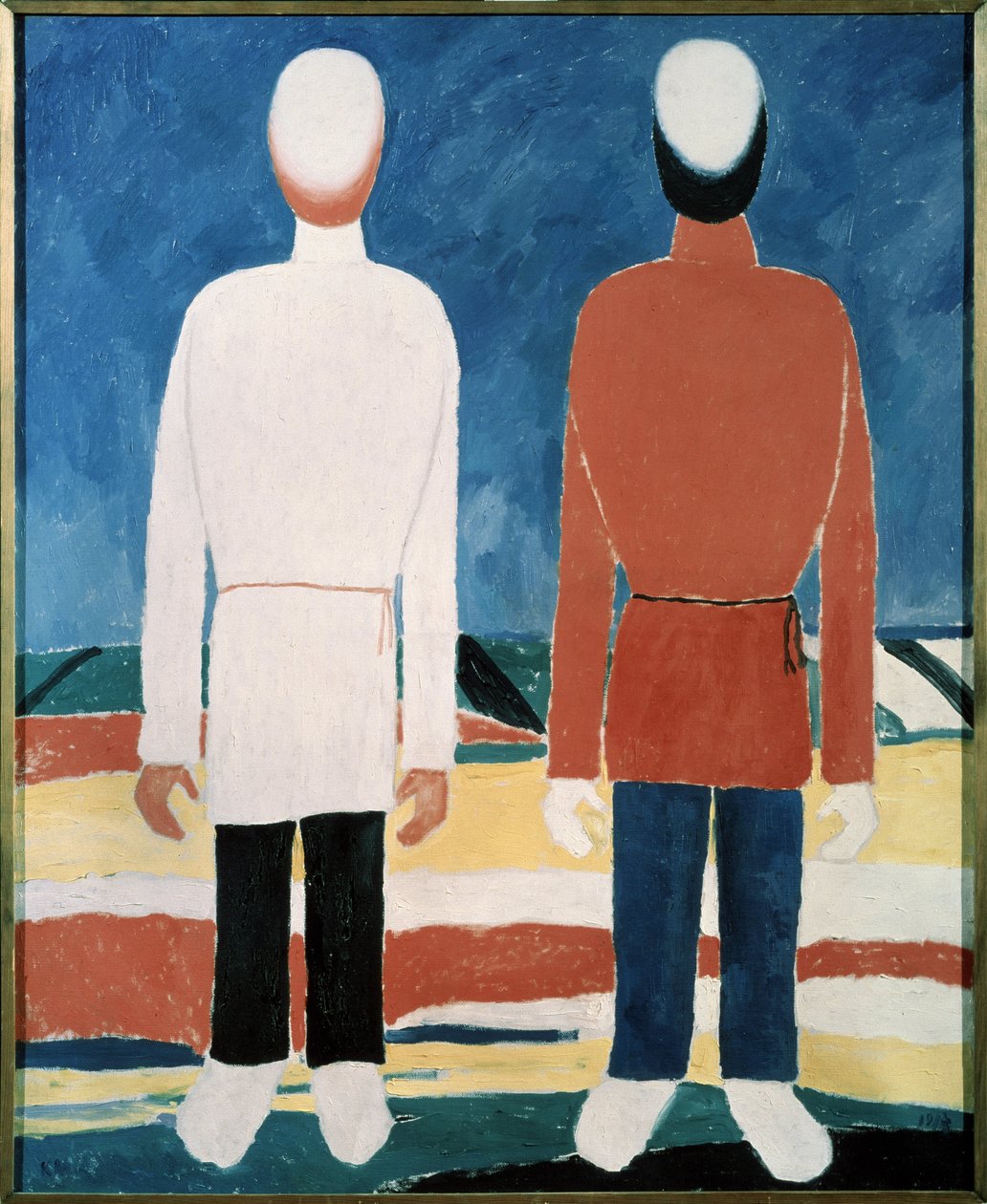 Dvě mužské postavy (Dvě mužské postavy). Obraz Kazimira Severinoviče Maleviče (Malevich, Malevic) (1878-1935), olej na plátně od Kazimir Severinovich Malevich