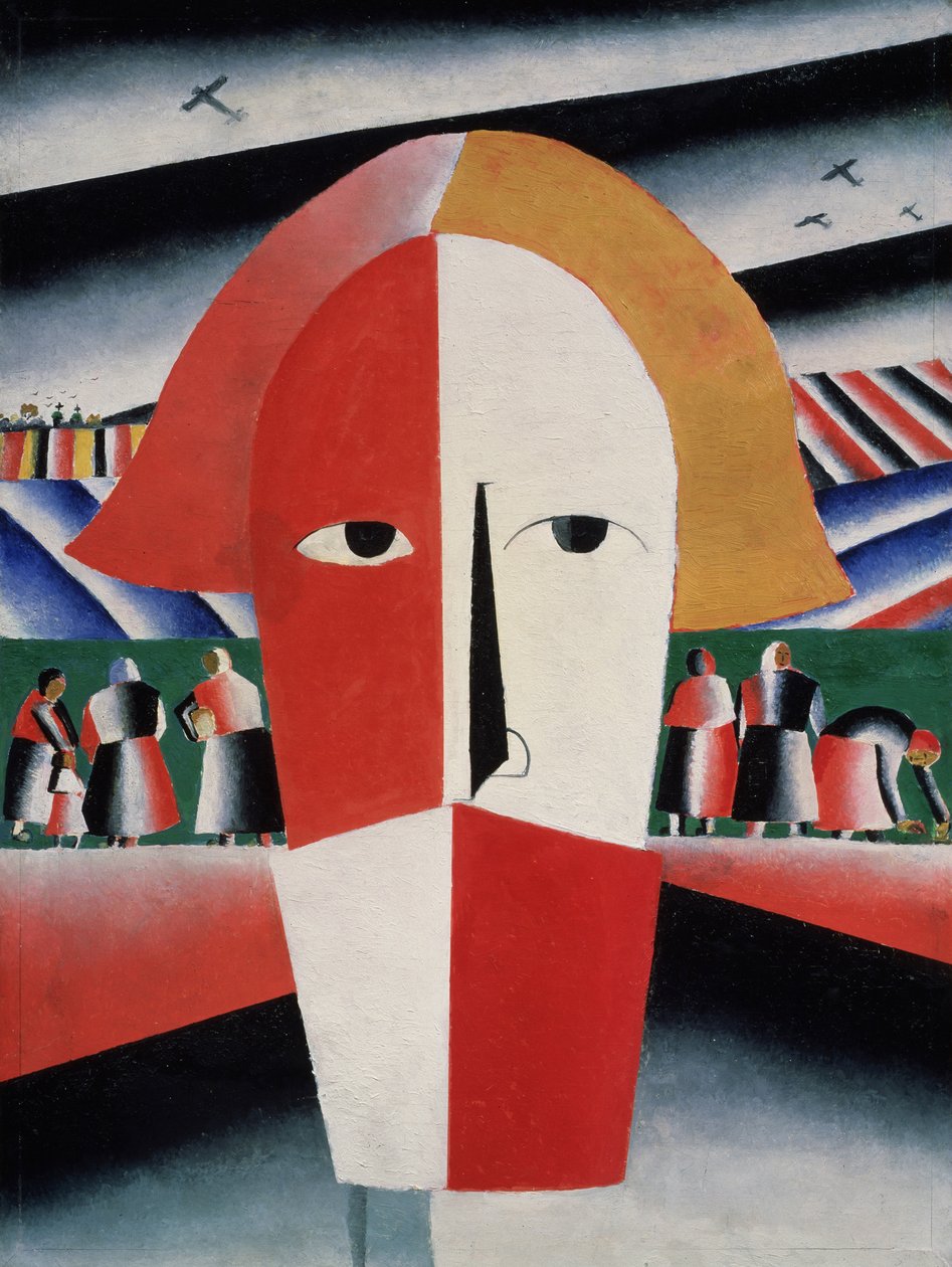 Hlava rolníka, kolem roku 1930 (olej na překližce) od Kazimir Severinovich Malevich