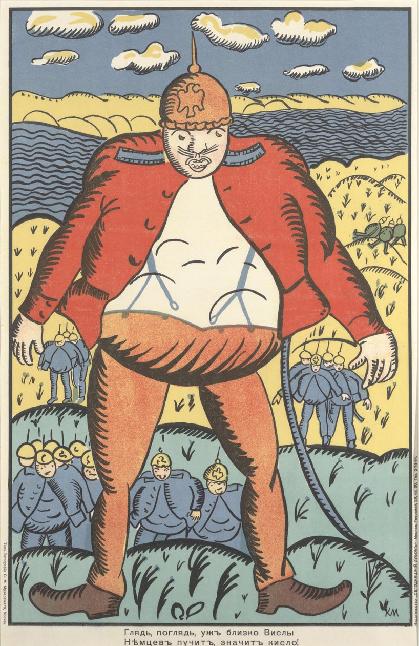 "Podívej, podívej, blízko Visly. Německá břicha otékají. Takže se necítí tak dobře." od Kazimir Severinovich Malevich