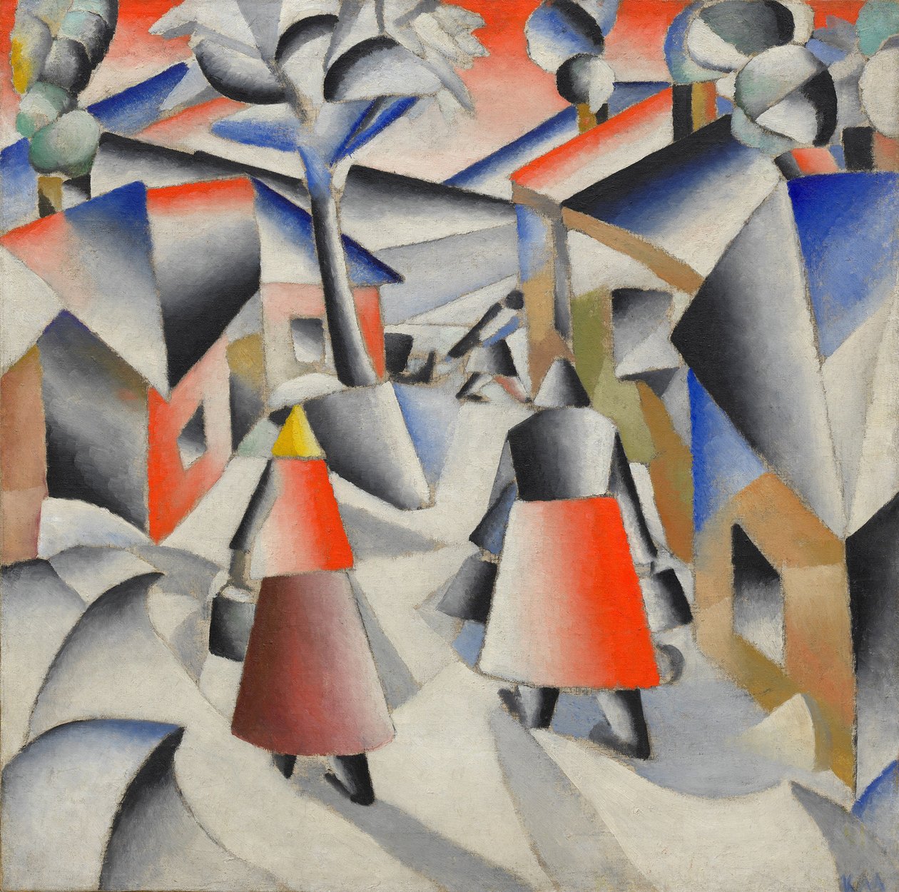 Ráno ve vesnici po sněhové bouři od Kazimir Severinovich Malevich