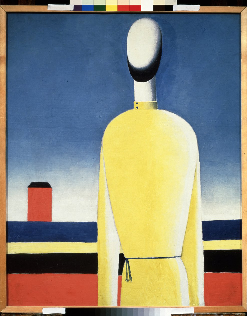 Složitá předtucha. Torzo ve žluté košili (Complicated Premonition. Torso in a Yellow Shirt). Obraz Kazimira Severinoviče Maleviče (Malevich, Malevic) (1878-1935), olej na plátně od Kazimir Severinovich Malevich