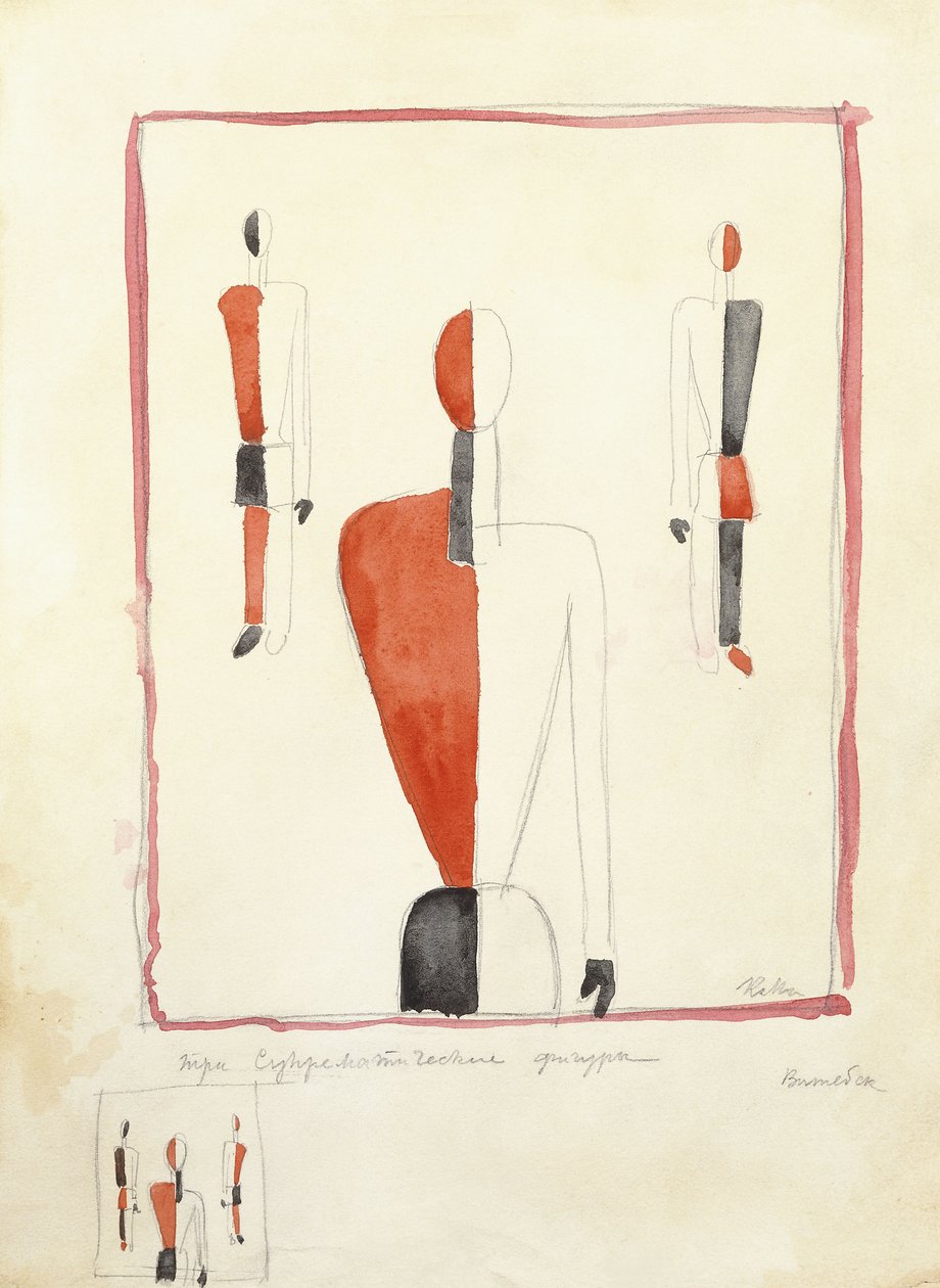 Tři suprematistické postavy, c. 1921-2 od Kazimir Severinovich Malevich