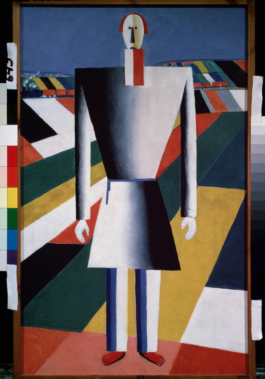 Rolník na poli (Sedlák na poli). Malba Kasimira Severinoviče Malevitche (Malevich, Malevic) (1878-1935), olej na dřevě od Kazimir Severinovich Malevich
