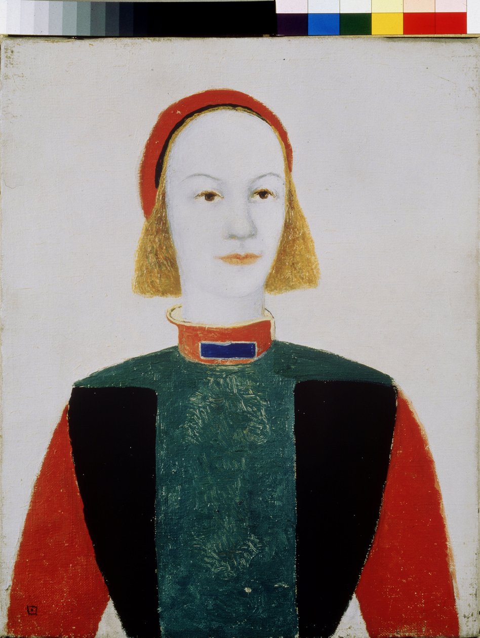 Mladá dívka (A Girl). Obraz Kazimíra Severinoviče Maleviče (Malevič, Malevič) (1878-1935), olej na plátně 1932. Ruské umění, avantgarda, 20. století, suprematismus. Státní ruské muzeum, Petrohrad od Kazimir Severinovich Malevich