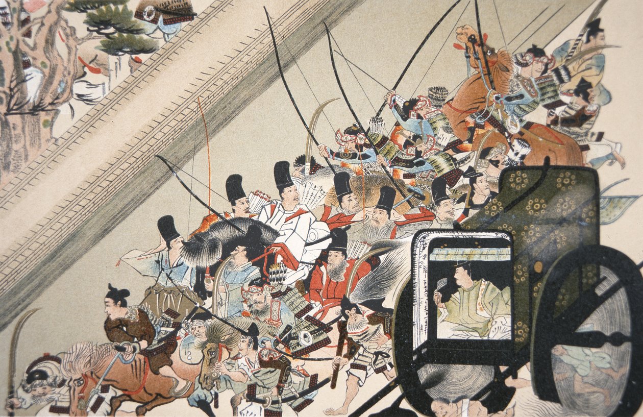 Únos klášterního císaře Go Shirakawa Fujiwara Nobuyori v roce 1159, kolem roku 1200 od Keion Keion