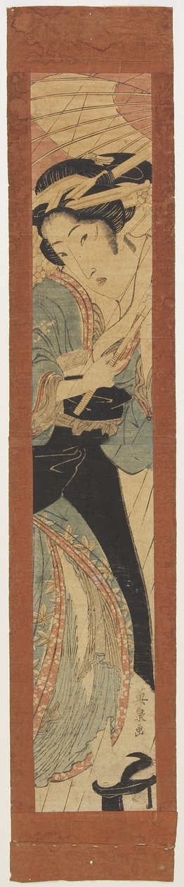(Kurtesan in Rain), počátek 19. století od Keisai Eisen