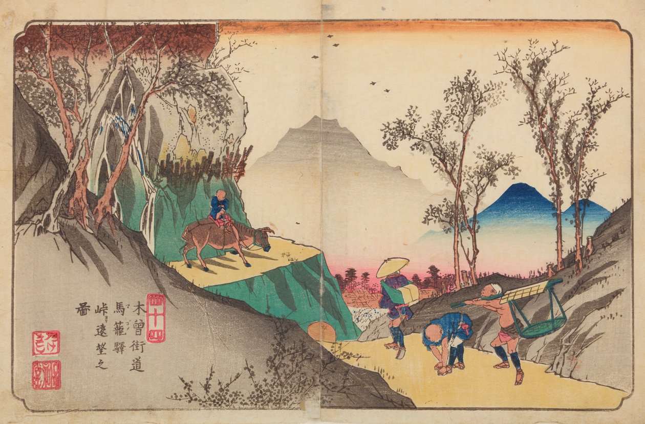 Magome, tabule 44 ze série: Šedesát devět stanic cesty Kisokaido / Kisokaido rokujukyu tsugi-no uchi od Keisai Eisen