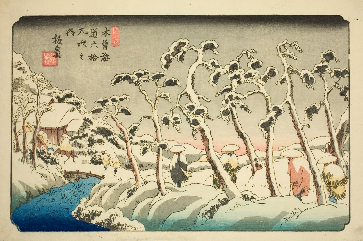 z. 15: Itahana (Jugo: Itahana), ze série s „shi x ty ne s ta on s f te kiso kaido“ )“ od Keisai Eisen