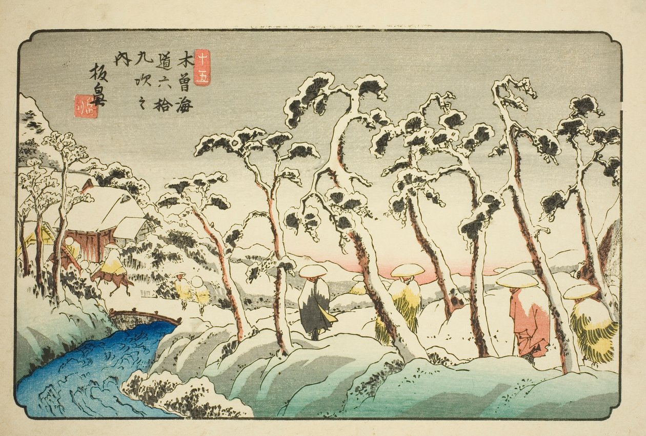 z. 15: Itahana (Jugo: Itahana), ze série s "shi x ty ne s ta on s f te kiso kaido )" od Keisai Eisen