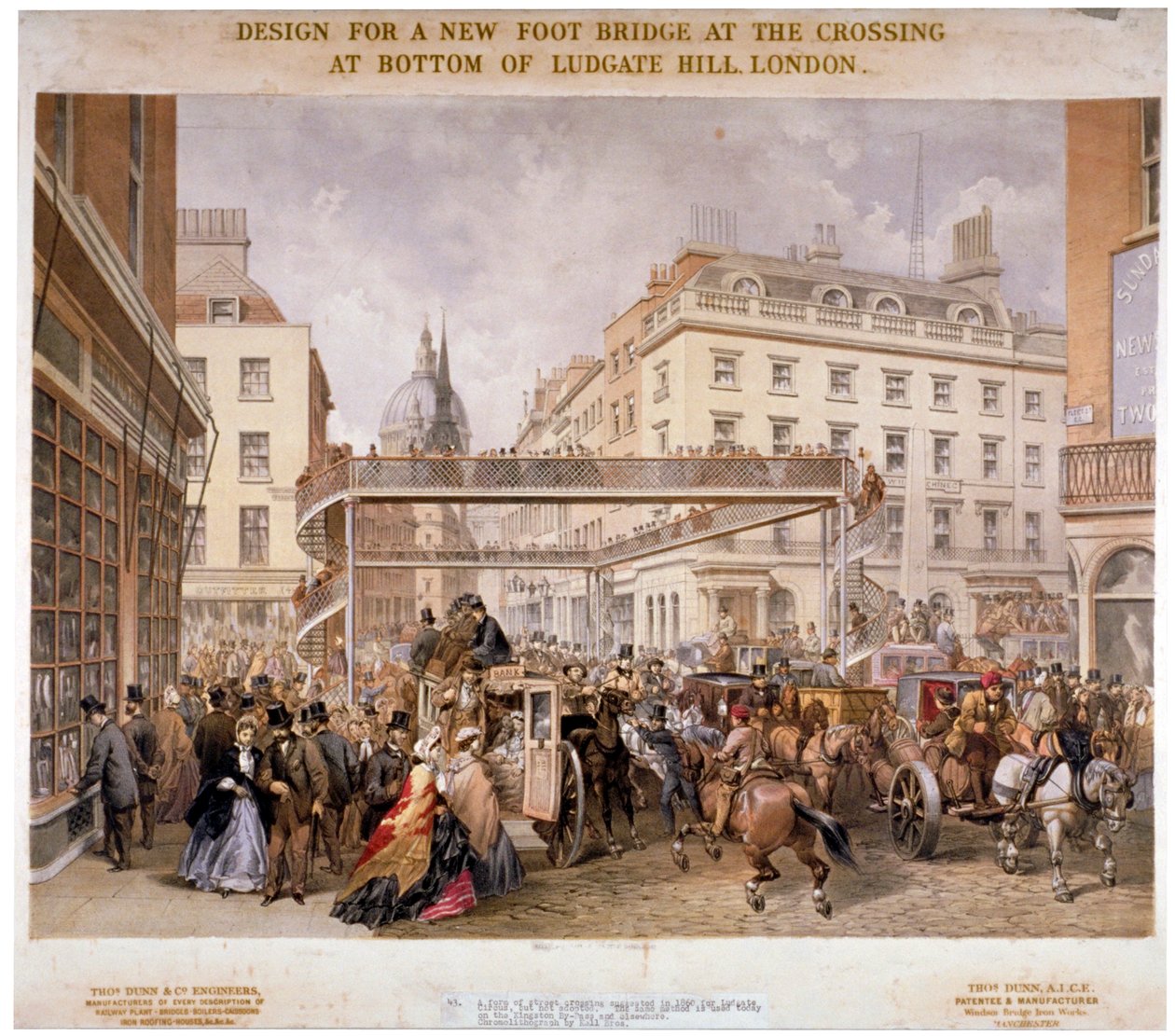 Návrh nové lávky na křižovatce Ludgate Hill a Fleet Street, City of London, 1862. od Kell Brothers