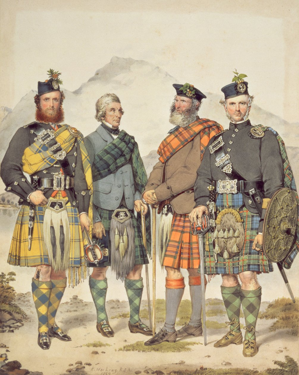 Čtyři pánové v Highland Dress, 1869 od Kenneth Macleay