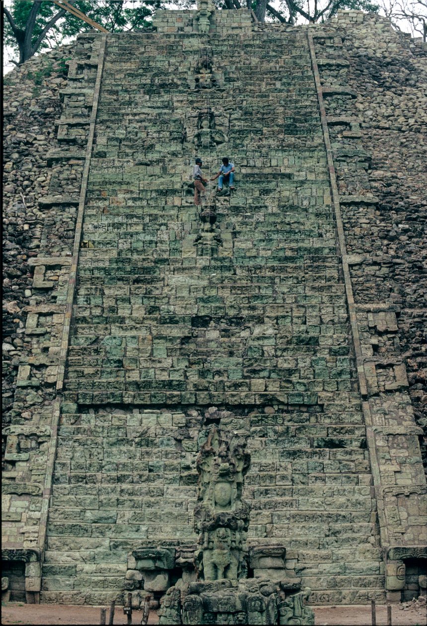 Copan, Hieroglyfické schodiště, Chrám 26, Mayové, Honduras, La Ruta Maya od Kenneth Garrett