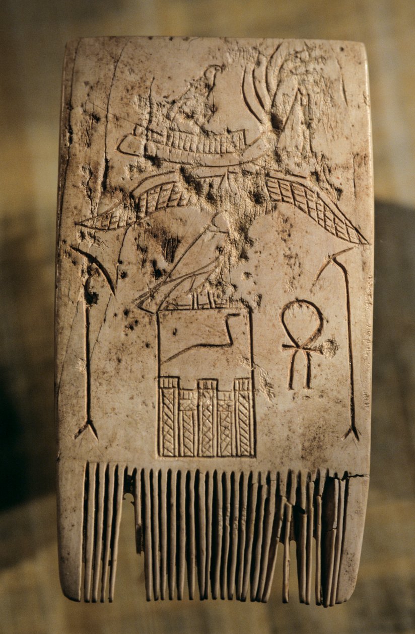 Slonovinový hřeben raně dynastického vládce Džera, Abydos, Egypt, 2005 (foto) od Kenneth Garrett