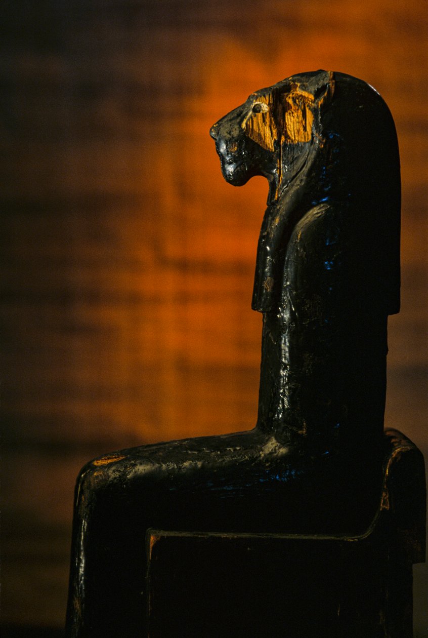 Socha bohyně Leoniny, Amenhotep II; bohyně Leonina; KV 35; dřevo, 2009 (foto) od Kenneth Garrett
