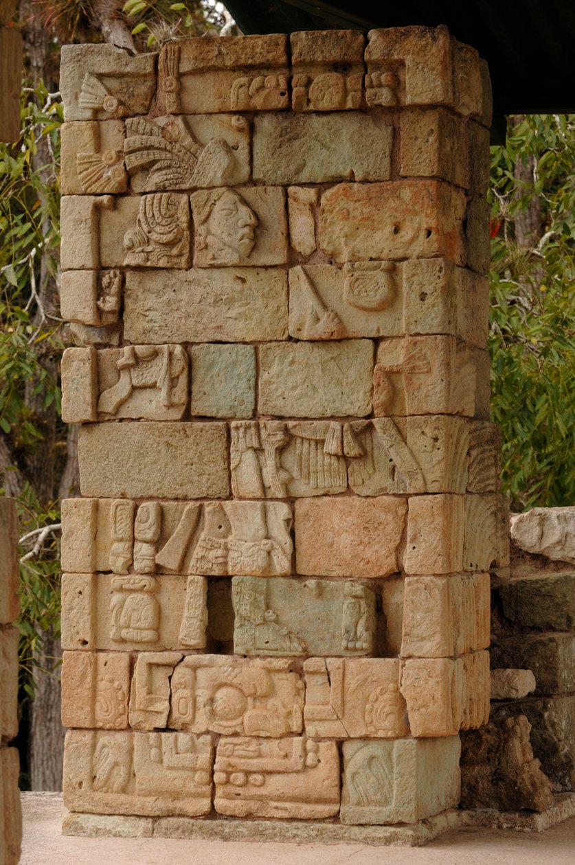 Vzestup a pád Mayů, Copan, Honduras, Detaily glyfu 18 Rabbit, Temple 18, Mayové od Kenneth Garrett