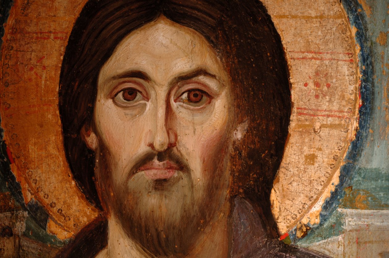 Malba Ježíše v koptské syle, Klášterní muzeum svaté Kateřiny, nejstarší kontinentální..., 6. století n. l. (malba) od Kenneth Garrett