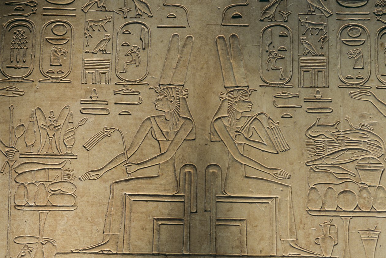 Reliéf z Abydosu, bohyně Mut, artefakt; Egypt, 2005 (foto) od Kenneth Garrett