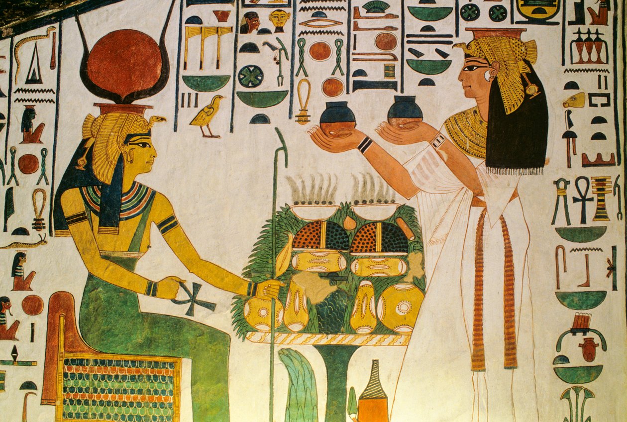 Nefertariina hrobka; Nefertari nabízí víno skupině šlechticů; Egypt, Údolí... od Kenneth Garrett