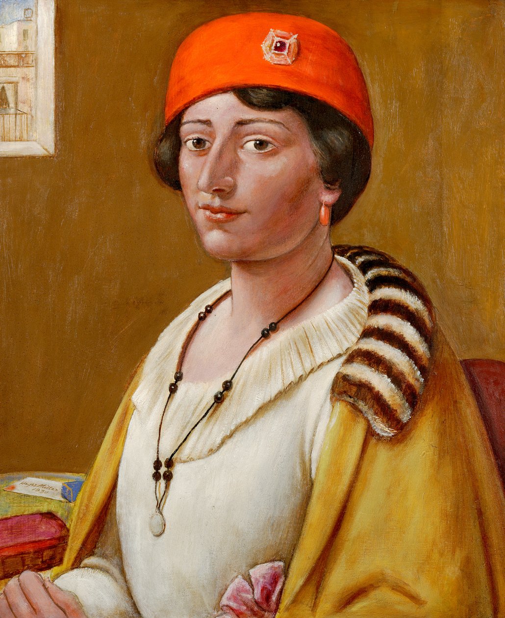 Červený turban od Kenneth Hayes Miller