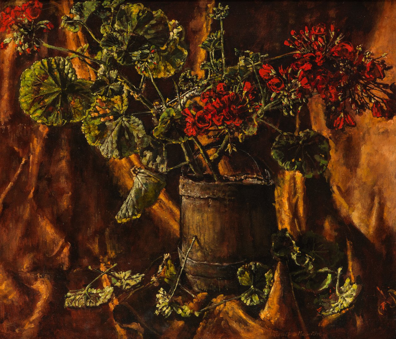 Zátiší s Begonias (olej na plátně) od Kenneth Newton