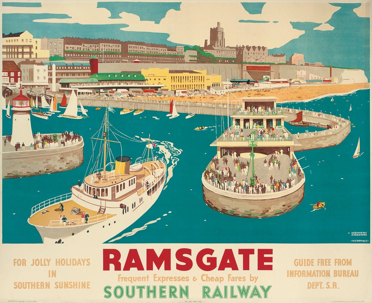 Plakát jižní železnice propagující Ramsgate od Kenneth Shoesmith and Verney L. Danvers