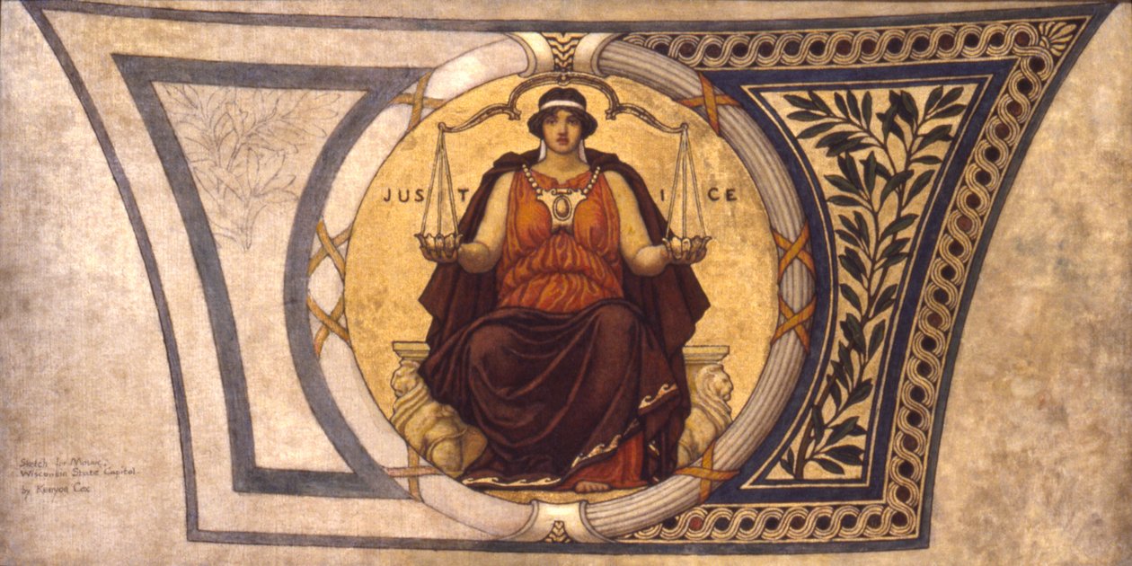 Studie pro Mosaic, Wisconsin State Capital, Justice, ca. 1913. od Kenyon Cox