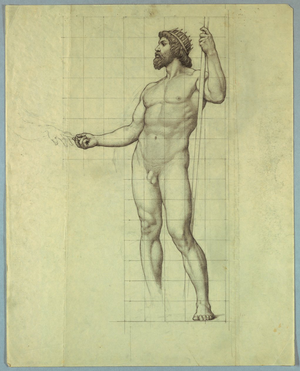 The Atlantic, Nude Study for "The Marriage of the Atlantic and Pacific," Nástěnná malba v Senátu v Kapitolu státu Wisconsin, Madison, WI od Kenyon Cox