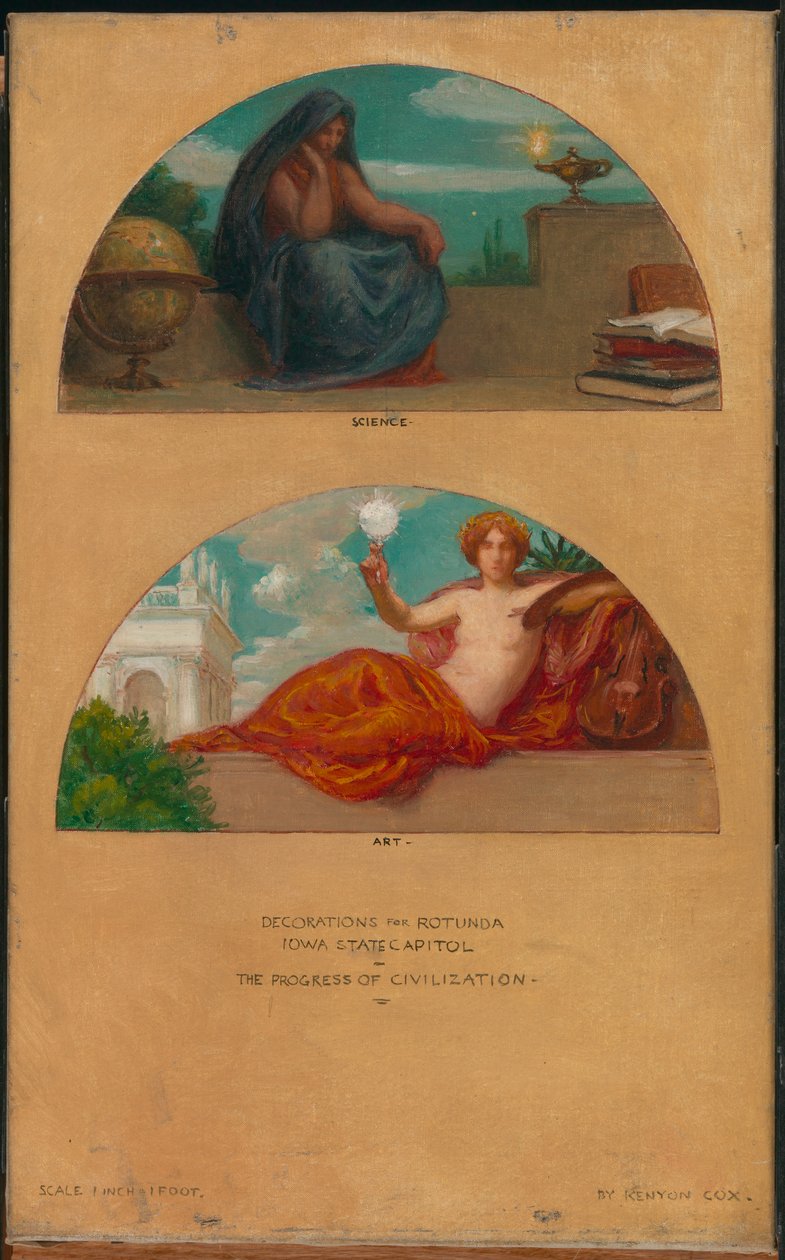 Studie nástěnných maleb The Progress of Civilization: Science and Art, State Capitol, Des Moines, Iowa, 1905-1 od Kenyon Cox