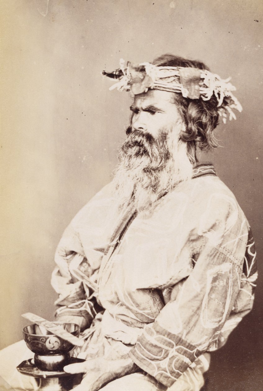 Ainu Man, c.1890 (želatinový stříbrný tisk) od Kenzô Tamoto