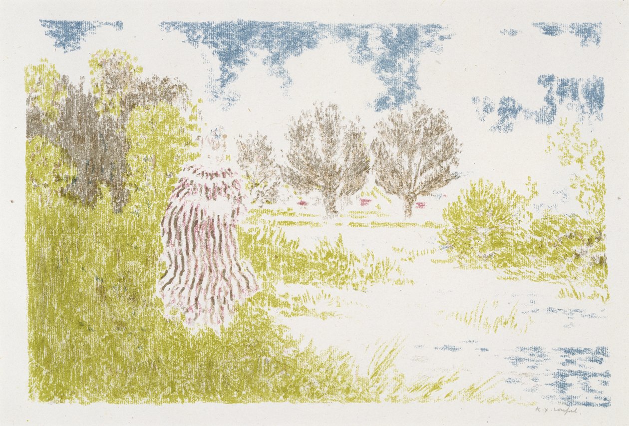 Femme en robe a rayeurs (Žena v pruhovaných šatech), 1899-1900 (barevná litografie) od Ker Xavier Roussel